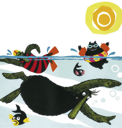 Una de las ilustraciones de la obra  Los monstruos grandes no lloran. 