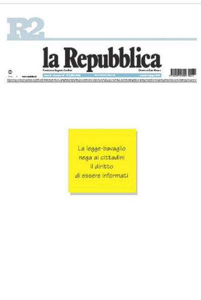 Portada del viernes de  La Repubblica.   