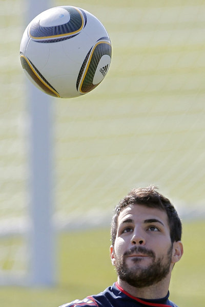 Cesc, durante el entrenamiento de ayer de España.