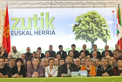 Acto de la izquierda  abertzale  el pasado 24 de abril en un hotel de Pamplona para presentar ante los medios de comunicación las conclusiones de su debate interno.