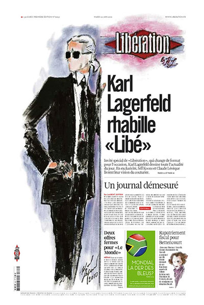 Portada de  Libération,  en la que aparece Lagerfeld.