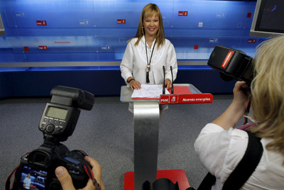 Leire Pajín, secretaria de Organización del PSOE, tras la reunión de la ejecutiva.