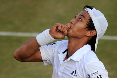 Lu Yen-hsun, durante su partido triunfal contra el estadounidense Andy Roddick.