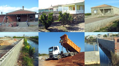 Casas ilegales y aterramientos en el marjal de Nules.