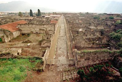 Vista del yacimiento arqueológico de Pompeya, lugar expoliado por la Camorra.