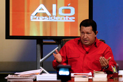 Hugo Chávez, durante la grabación del programa de televisión  Aló, presidente , el 19 de agosto de 2007.