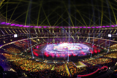 El estadio Soccer City, ayer durante la ceremonia de clausura del torneo antes de la final.