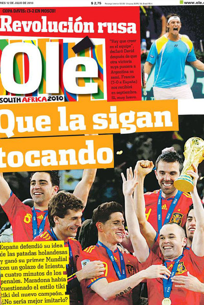 Portada del diario   Olé.  