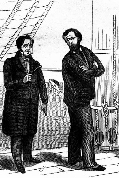 Litografía del pirata a bordo de la  Burla Negra .