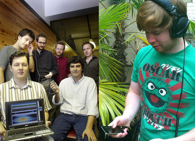 El equipo de BMAT, con Álex Loscos en el centro, en 2006. A la derecha, Michael Breidenbruecker, de RJDJ.