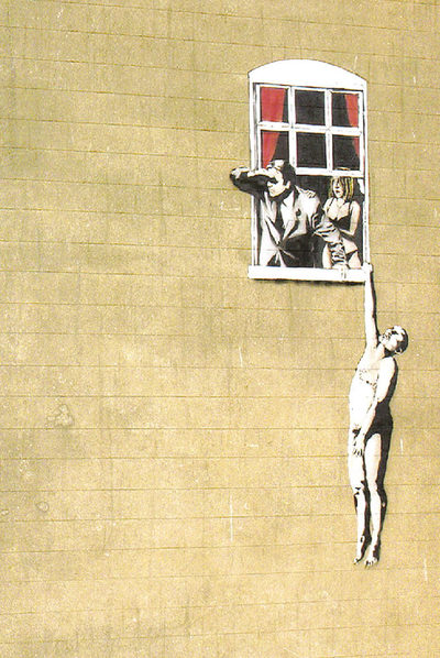 Grafiti de Banksy en Londres. Su mezcla de arte urbano y trampantojo le ha hecho célebre.