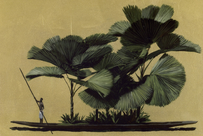  Licuala,  pintura de Pedro Ruiz, de la exposición  Oro. Espíritu y naturaleza de un territorio,  que se exhibe en el Ateneo de Madrid hasta el 15 de agosto.