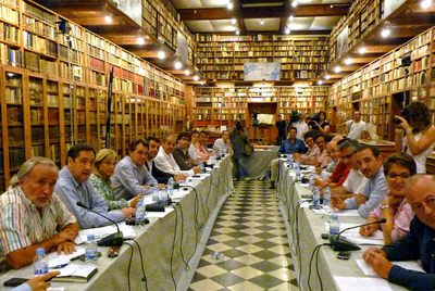 La plana mayor de CiU, en una reunión celebrada ayer en Perelada.