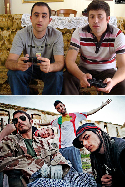 Los actores principales  de  Qué vida más triste  (izquierda) y  Malviviendo. 