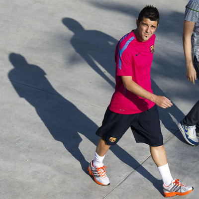 Villa, ayer en la ciudad deportiva azulgrana