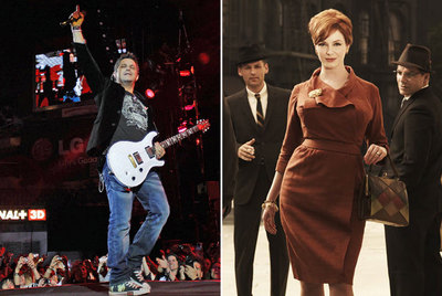 Alejandro Sanz, en la gira Paraíso (izquierda) y Cristina Hendricks, en una imagen de la serie  Mad Men.  