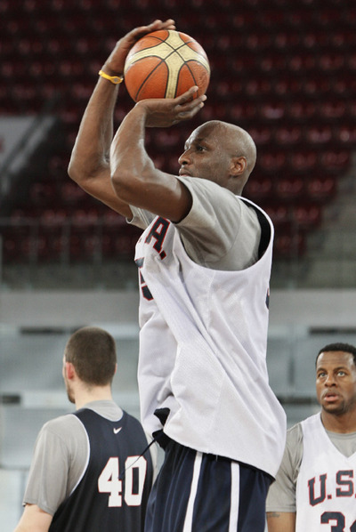 Lamar Odom, entrenándose en Madrid con Estados Unidos.