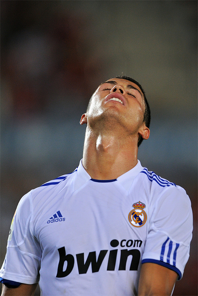 Cristiano Ronaldo se lamenta durante el partido contra el Mallorca.