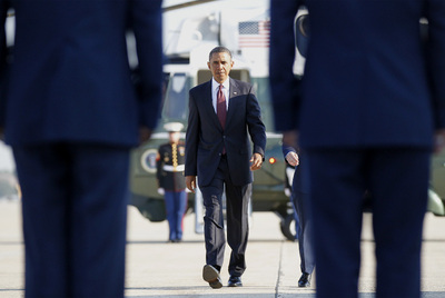 El presidente Barack Obama, minutos antes de embarcar en el  Air Force One  en la base aérea de Andrews.