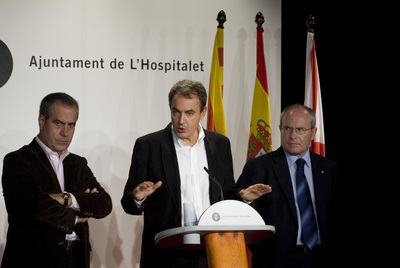 Corbacho, Zapatero y Montilla, en una visita a L'Hospitalet en octubre de 2007.