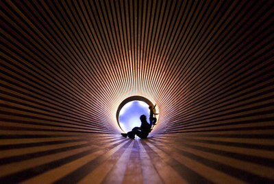 El túnel, uno de los espacios del Leprechaun Museum de Dublín.