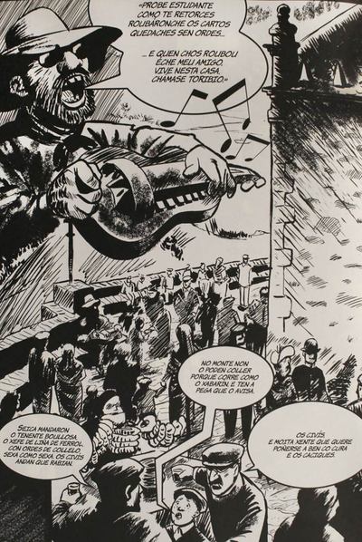 Una de las viñetas del cómic  O fillo da furia , de Manolo López Poy y Miguel Fernández.