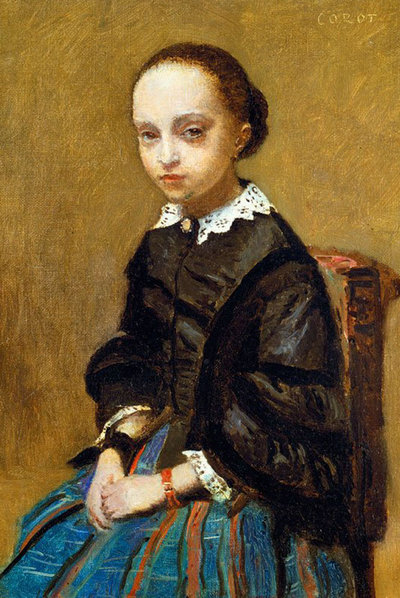  Retrato de una joven,  obra de Jean-Baptiste Camille Corot.