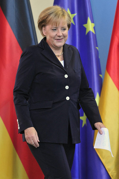 Angela Merkel, en la sede de la cancillería alemana.