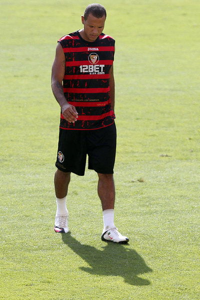 Luis Fabiano, tras un entrenamiento.