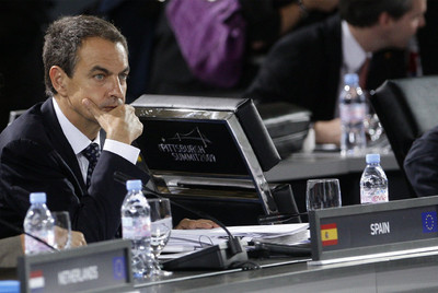 Zapatero en una sesión de trabajo del G-20 de Pittsburgh, en 2009.