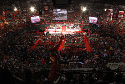 Los sindicatos españoles secundan la eurohuelga. En la imagen, el mitin de Vistalegre del pasado día 12.