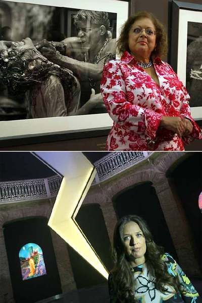 Arriba, Cristina García Rodero, con fotos de  María Lionza . Abajo Ouka Leele, con las de  Santa Bárbara bendita .