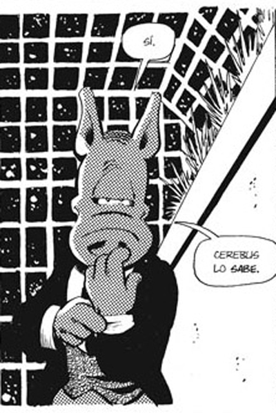 Viñeta de  Alta sociedad , de Dave Sim.