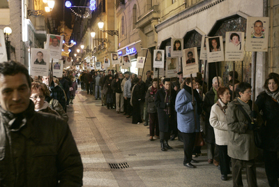 Manifestación de Etxeratrn en San Sebastián, el 28 de diciembrern de 2007.