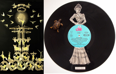 A la izquierda,  Es Pain,  obra de Carlos Aires en la galería ADN . A la derecha,  Música lenta,   collage  de Sara Huete en la galería Alonso Vidal.