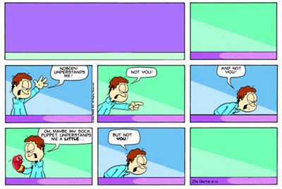 Una de las tiras de  Garfield minus Garfield.  