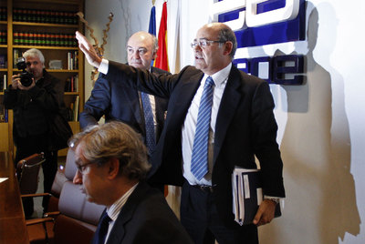 Díaz Ferrán, en la rueda de prensa posterior a la ejecutiva, ayer en la sede de la CEOE.