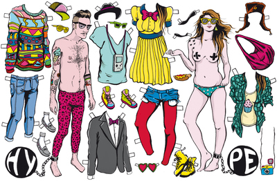  Recortable de una pareja de modernos con sus mejores ropajes 