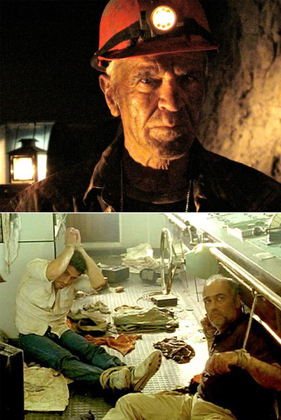 Arriba, primeras imágenes del telefilme  Los 33 de San José.  Abajo,  Alakrana. 