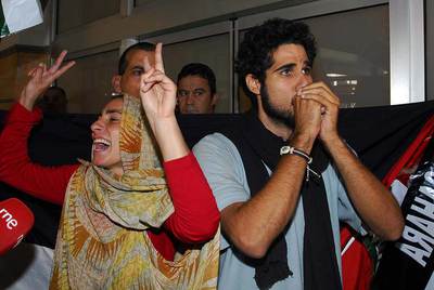 Isabel Terraza y Antonio Velázquez, a su llegada a Las Palmas.