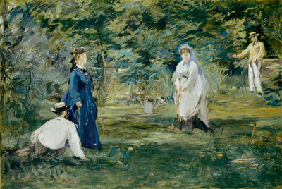  El partido de croquet  (1873), de Édouard Manet, incluida en la exposición  Jardines impresionistas , en el Museo Thyssen.
