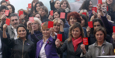 Laura Seara, del Instituto de la Mujer; Leire Pajín, ministra de Igualdad; Bibiana Aído, secretaria de Estado de Igualdad y Elena Espinosa, ex ministra de Medio Ambiente.