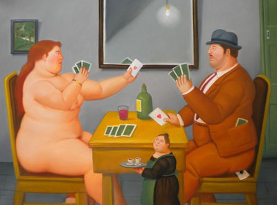  El jugador de cartas,  óleo de Fernando Botero.