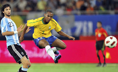 Elías, durante el partido amistoso entre Brasil y Argentina de noviembre pasado.