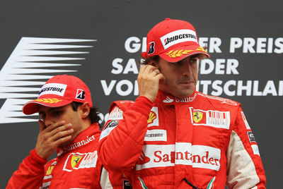 Massa y Alonso, en el podio del Gran Premio de Alemania.