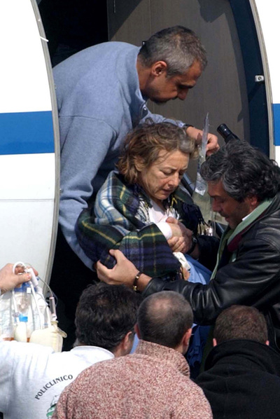 La periodista Giuliana Sgrena, a su llegada a Roma.