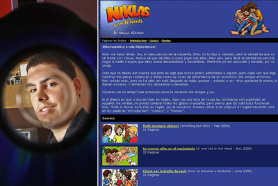 Edgar Carrillo, que denunció la web. A la derecha, uno de los contenidos alojados en la página.