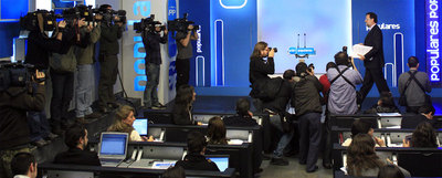 El presidente del PP, Mariano Rajoy, antes de la rueda de prensa que dio en Madrid y en la que hizo un balance del año.