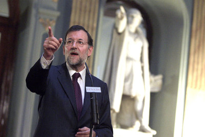 El líder del PP, Mariano Rajoy, durante su intervención en el Senado.