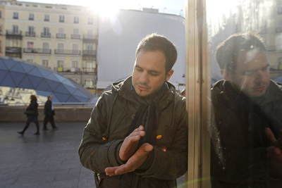 El cantaor Paco del Pozo, en la Puerta del Sol.